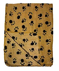 Fleece Paw Print Pet Blanket 39" x 27" Brown